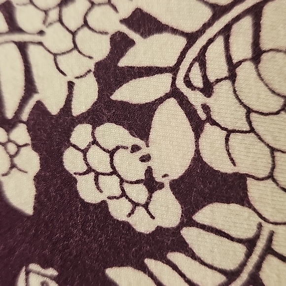 Talbots Chic Long Sleeve Floral Top - Plum and White - Picture 3 of 8